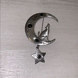 JJ howling wolf Mexican inspired pinback brooch